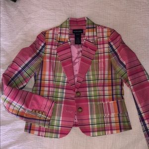 Ralph Lauren girls pink plaid blazer NWOT
